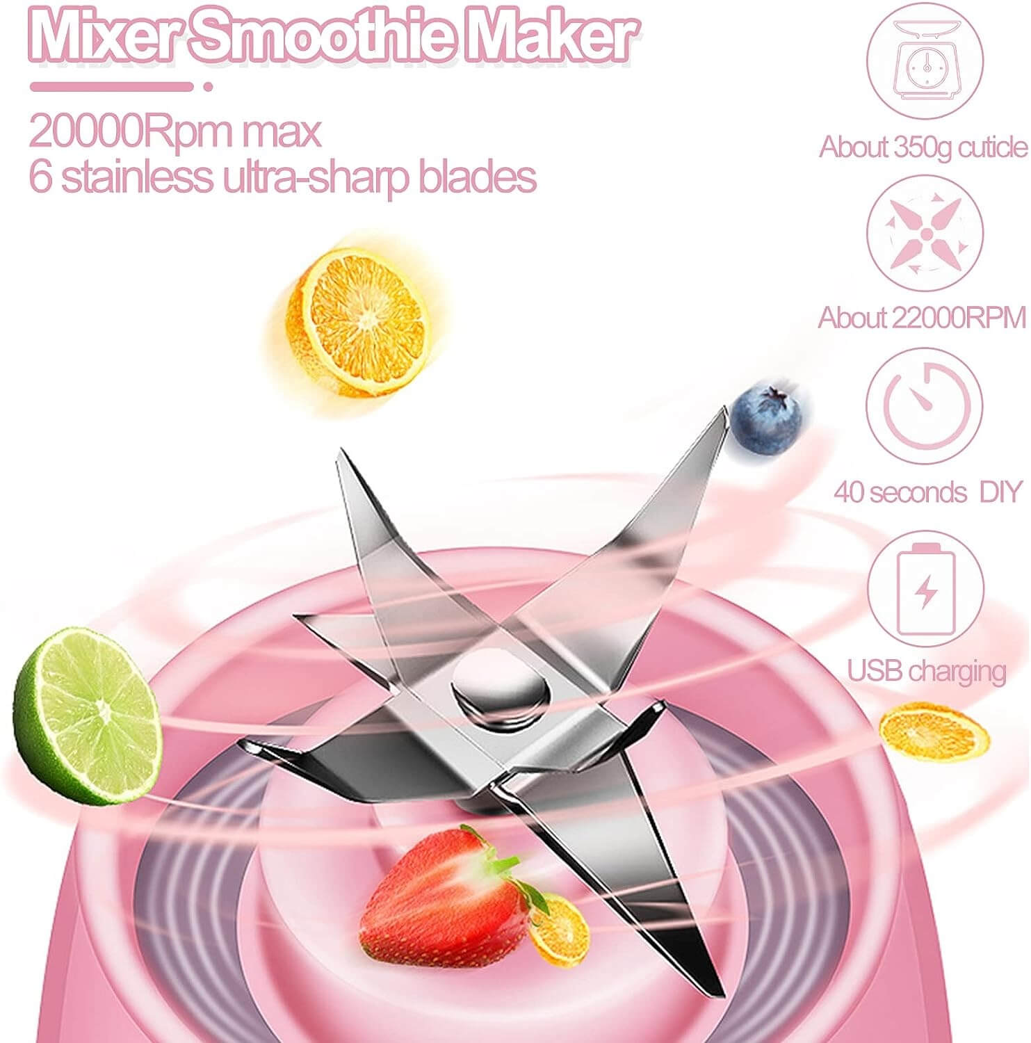 Portable Electric  Blender Fruit Juicer Smoothies Maker